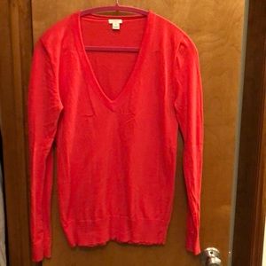 3/$30 JCrew bright salmon colored v-neck sweater.